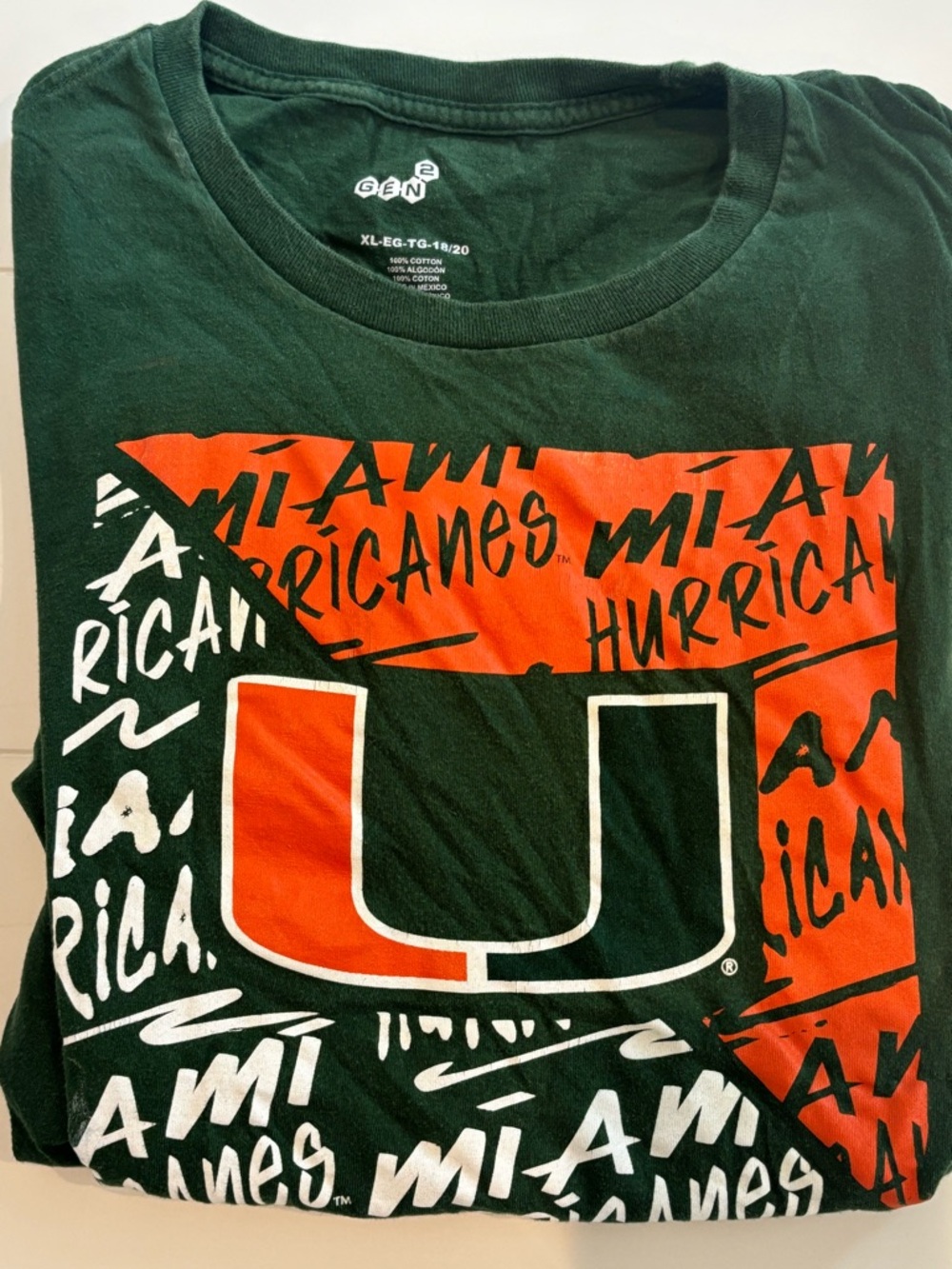 Miami Hurricanes Kids Short Sleeve Tee - Green/Orange